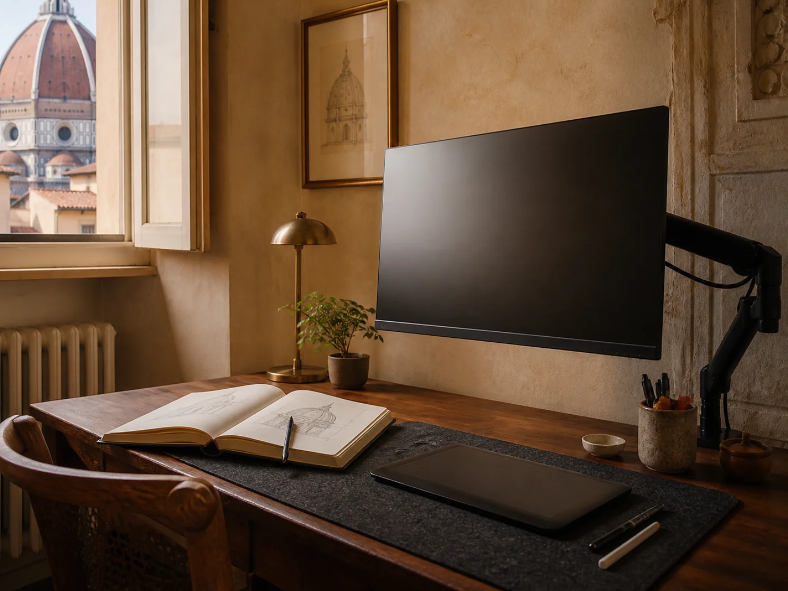 Creative desk in a Florence apartment